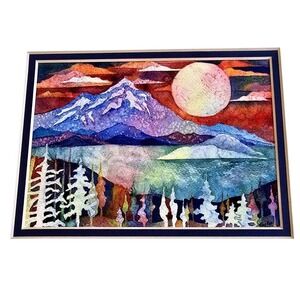 Tina Cyr "Northern Evening" Art Print Matted 8x10 Alaska Watercolor